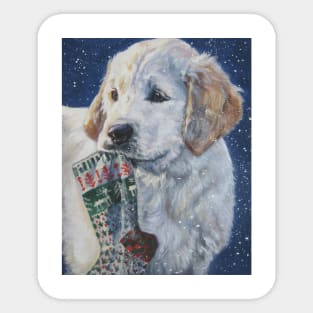 Golden Retriever Christmas Fine Art Painting Sticker